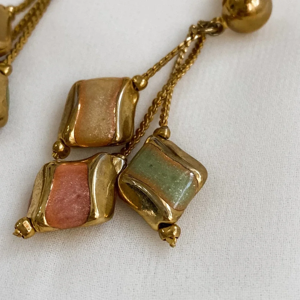 VTG Multi Gold Geometric Dangle Earrings